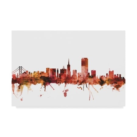 Michael Tompsett 'San Francisco California Skyline Red' Canvas Art,16x24